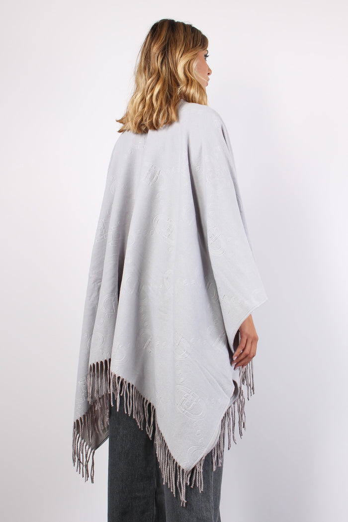 Poncho Check Aniamlier Grigio Ghiaccio-4