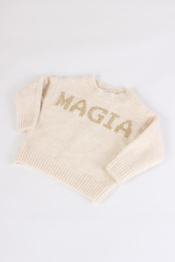 Pullover Scritta Migia Lurex Panna/oro-2