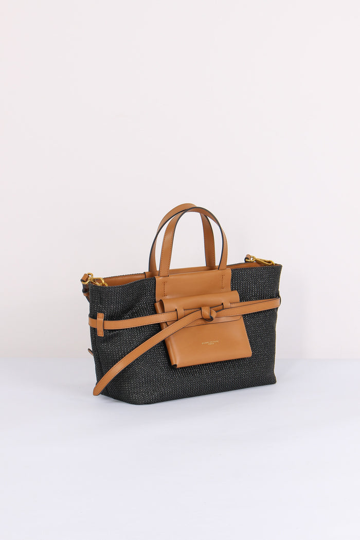 Belty Shopping Mini Rafia Nero/cuoio-8