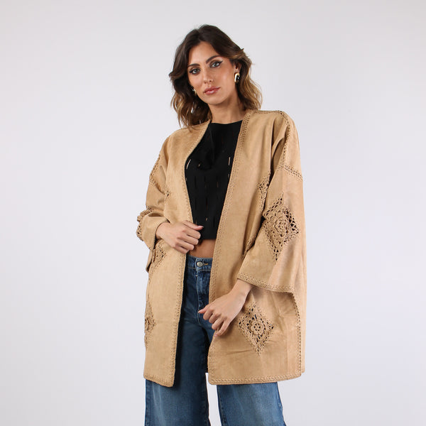 Kimono Eco Suede Ricami Suede-2