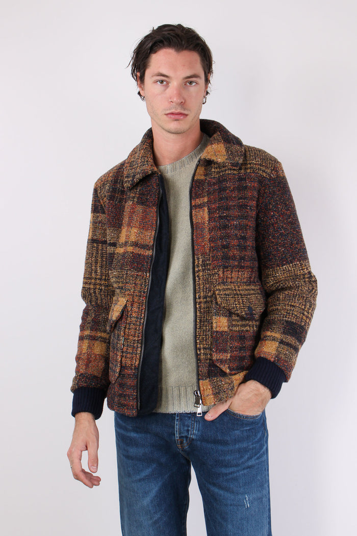 Giubbotto Corto Quadri Tasca T Ruggine-3