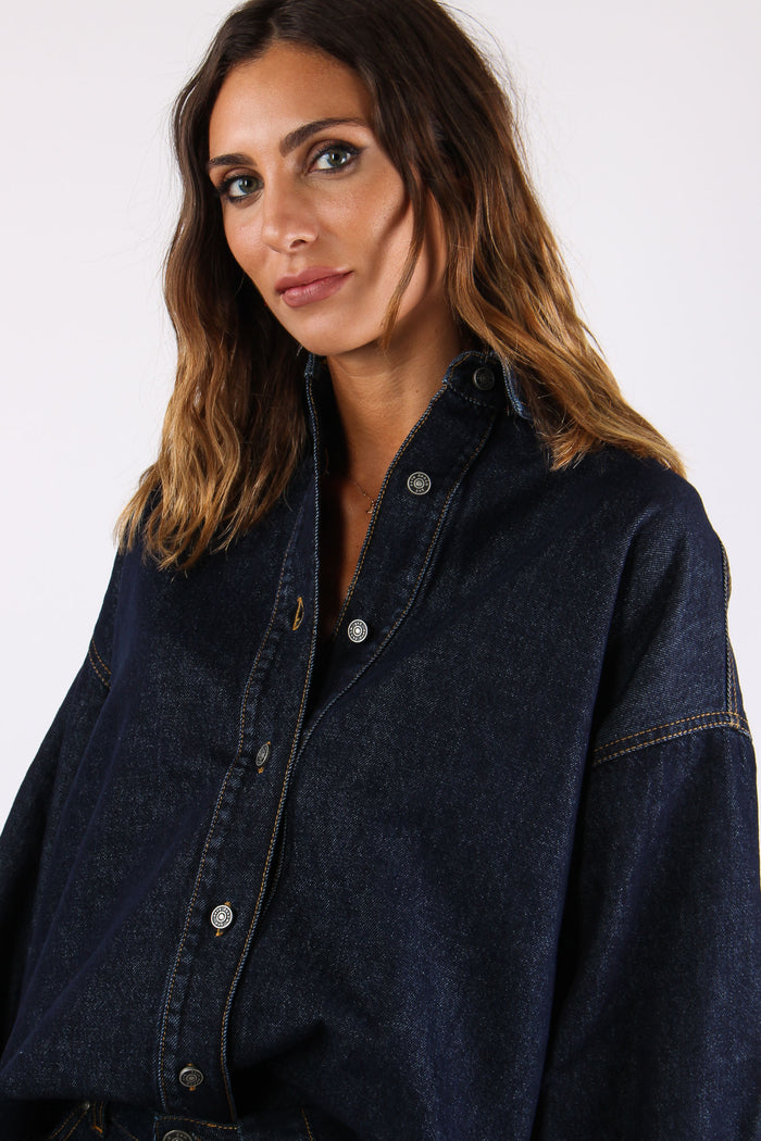 Cassandra Camicia Over Denim Denim Scuro-7