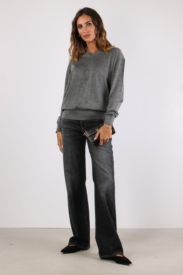 Maglia Scavo V  Lana Merinos Grey Melange-2