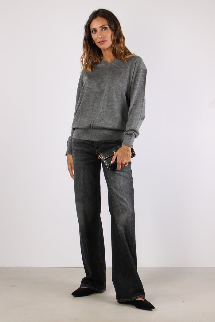 Maglia Scavo V  Lana Merinos Grey Melange-2