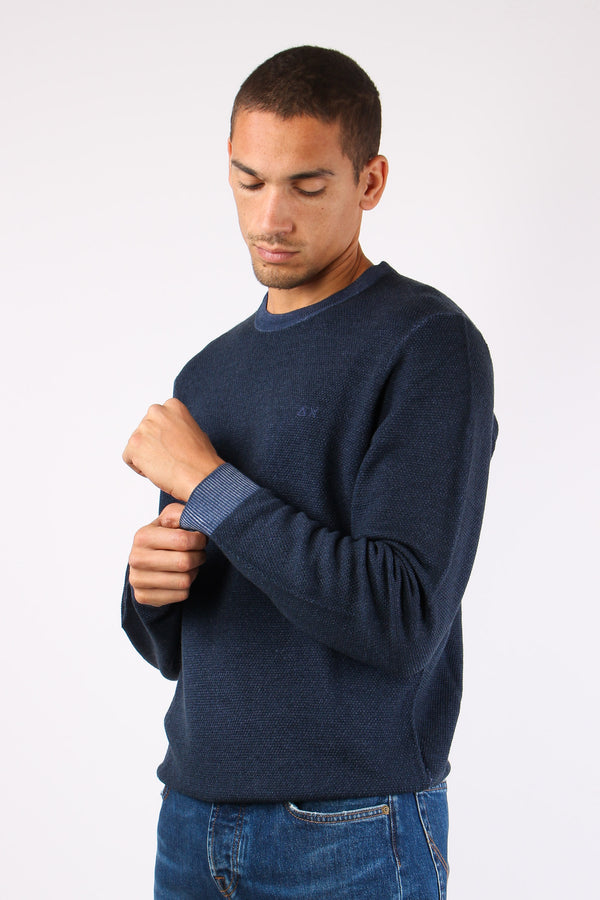 Maglia Lana Punto Riso Navy Blue-2