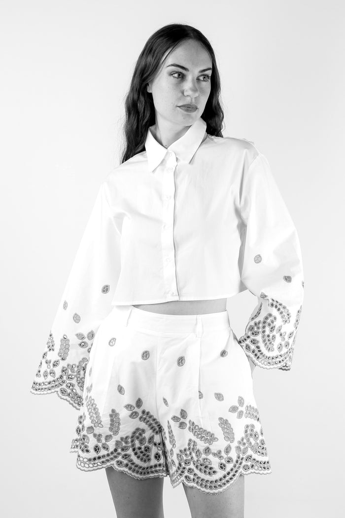 Camicia Crop Sangallo Bianco-4