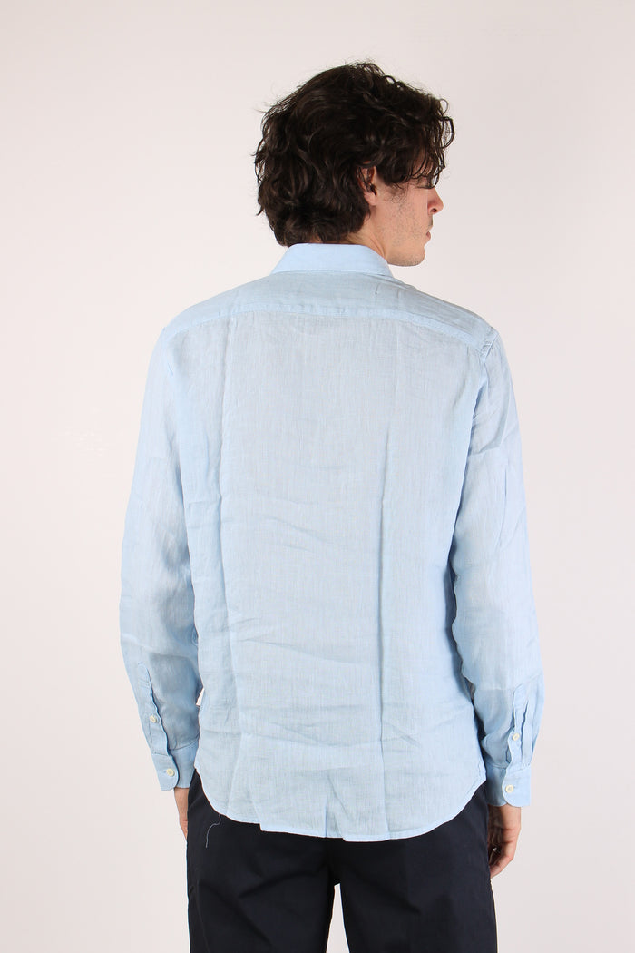 Camicia Lino Colletto Celeste-5
