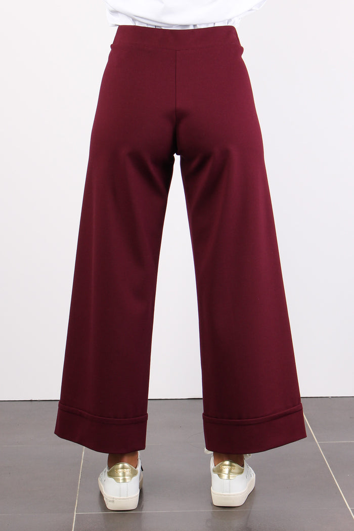 Pantalone Cropped Risvolto Bordeaux-4