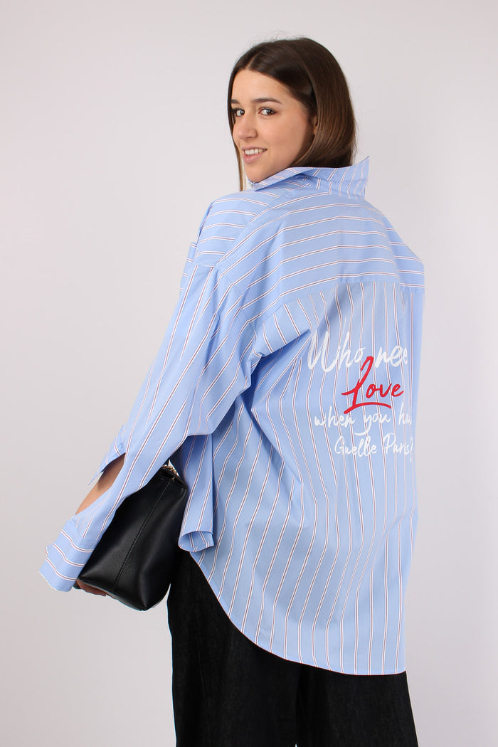Camicia Riga Scritta Schiena Azzurro-3