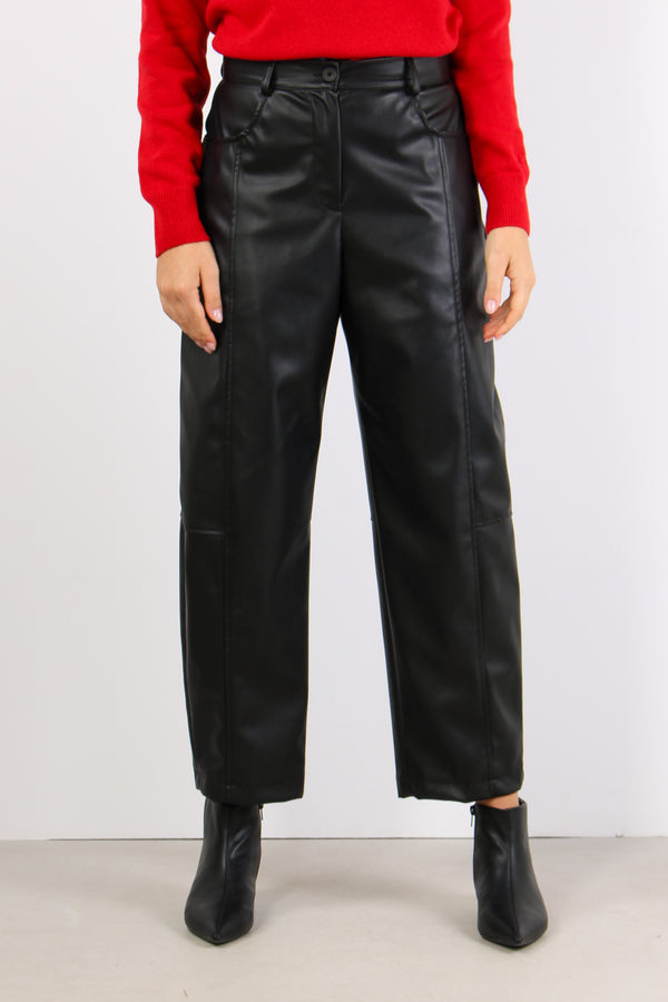 Pantalone Ecopelle Cucitura Ce Nero-2