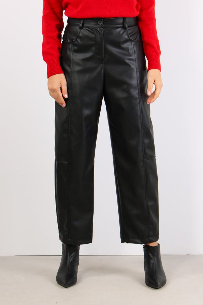 Pantalone Ecopelle Cucitura Ce Nero-2
