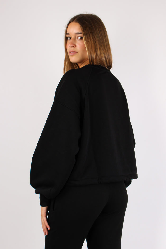 Felpa Cropped Logo Nero-3