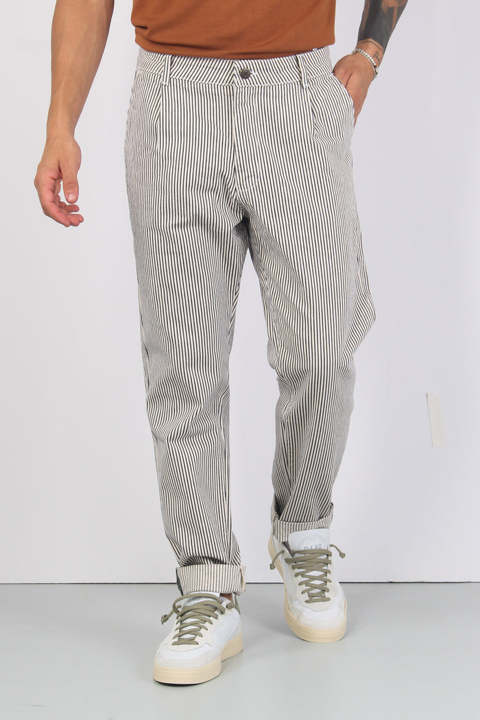 Pantalone Chino Pence Righe Bianco/blu-3