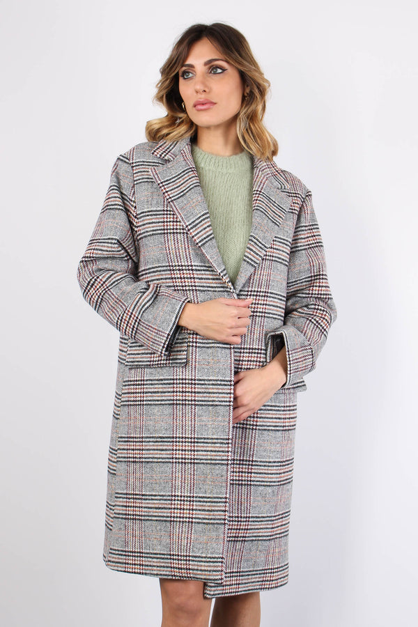 Cappotto Ovetto Check Grigio/coccio