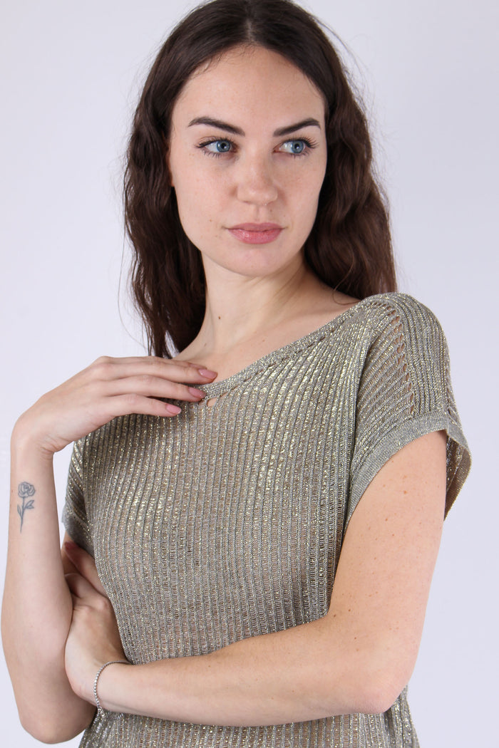Maglia Smanicata Lurex Cenere-6