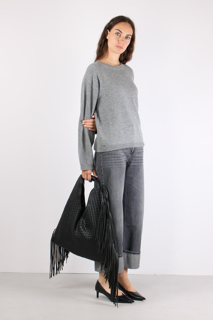 Maglia Girocollo Basica Melange Grey-4