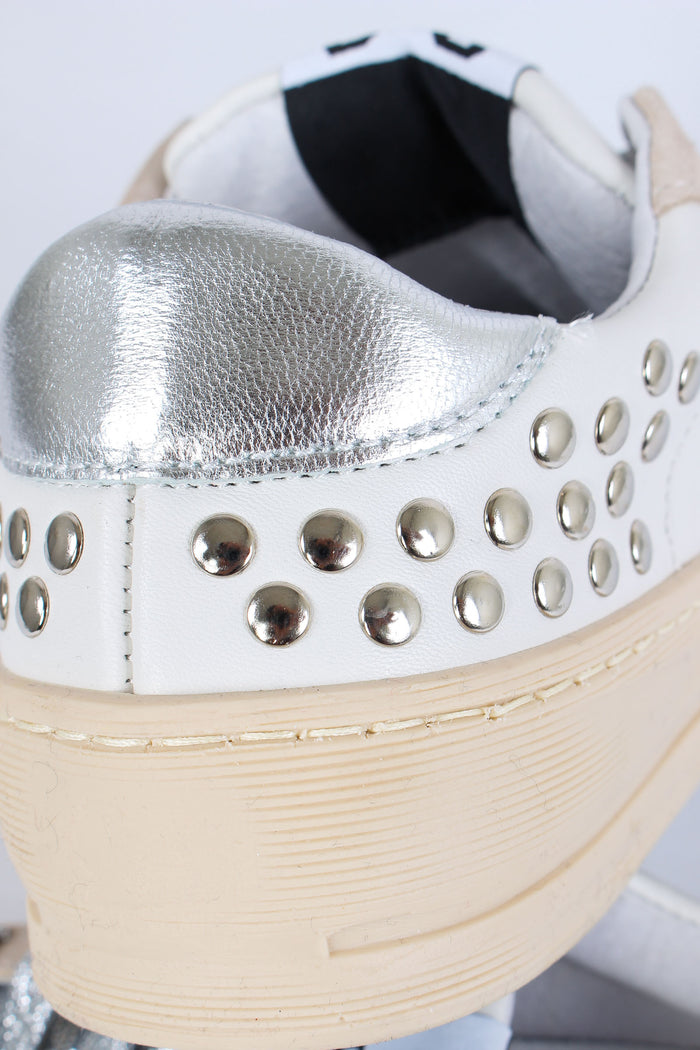 Sneakers Enjoy Star Borchie Bianco/argento-8