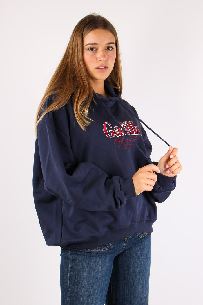 Felpa Over Logo College Blu Scuro-6