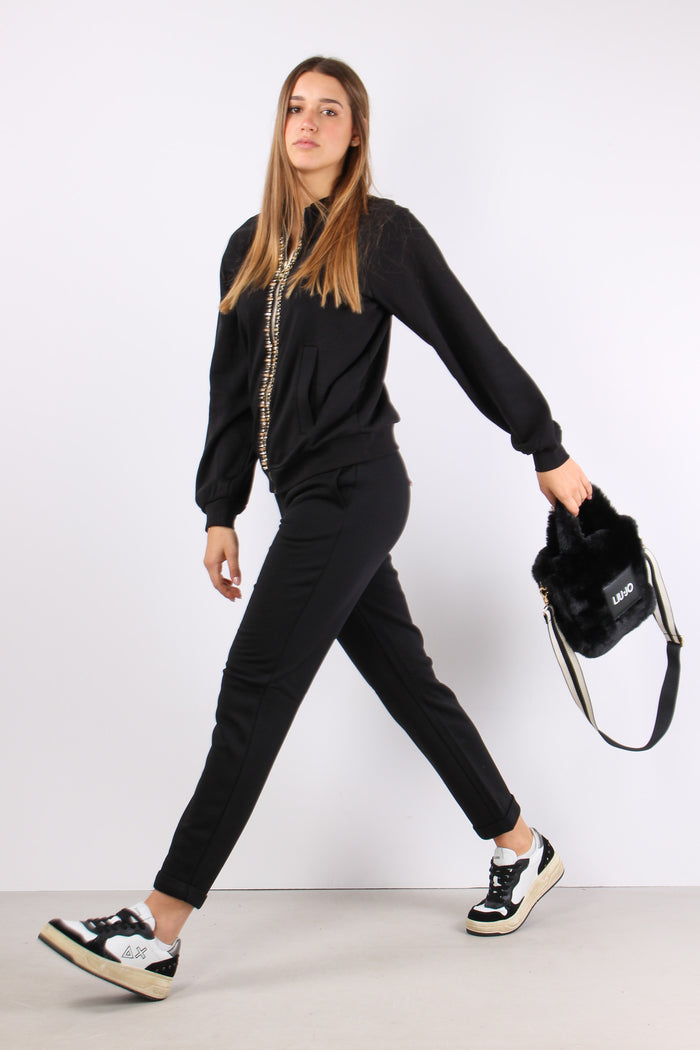Pantalone Felpa Basico Nero-5