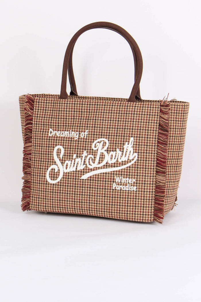 Borsa Tracolla Pied De Poule Rosso/beige-2