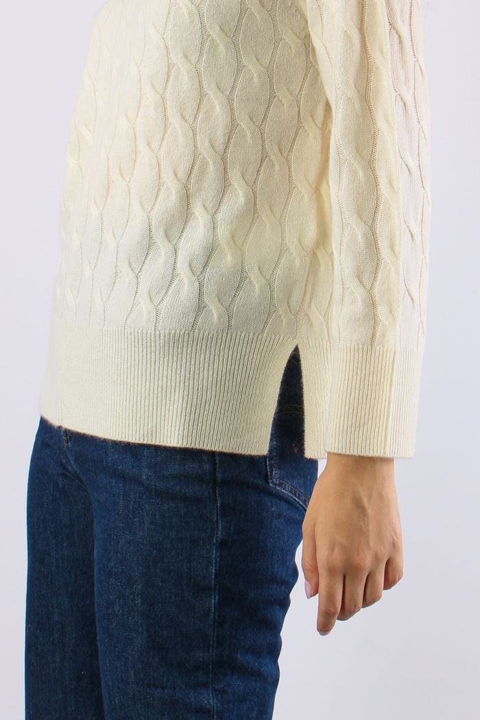 Mlsgattoni Maglia Collo Alto Trecce Crema-7