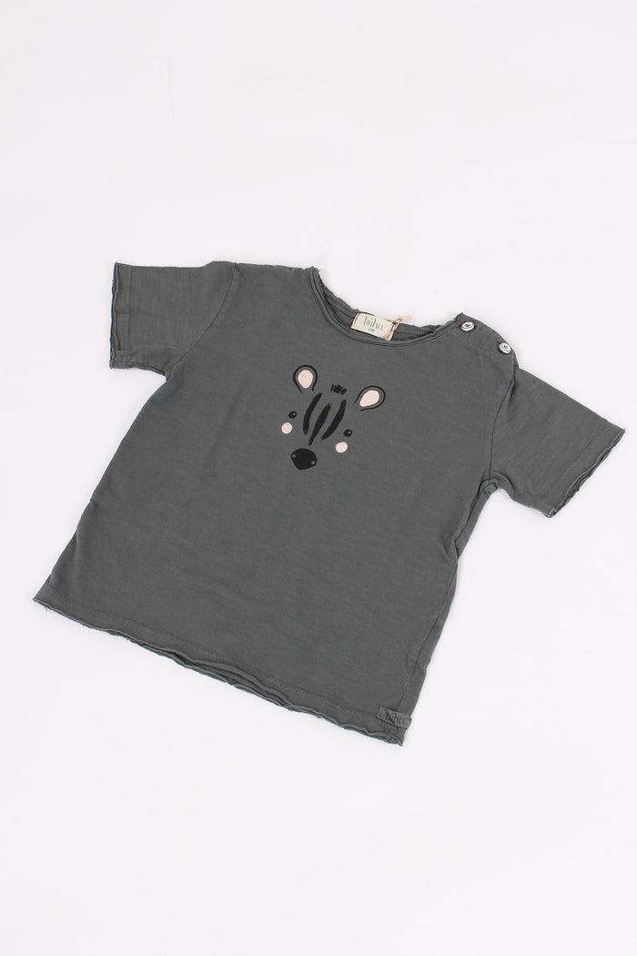 T-shirt Stampa Zebra Graphite-3