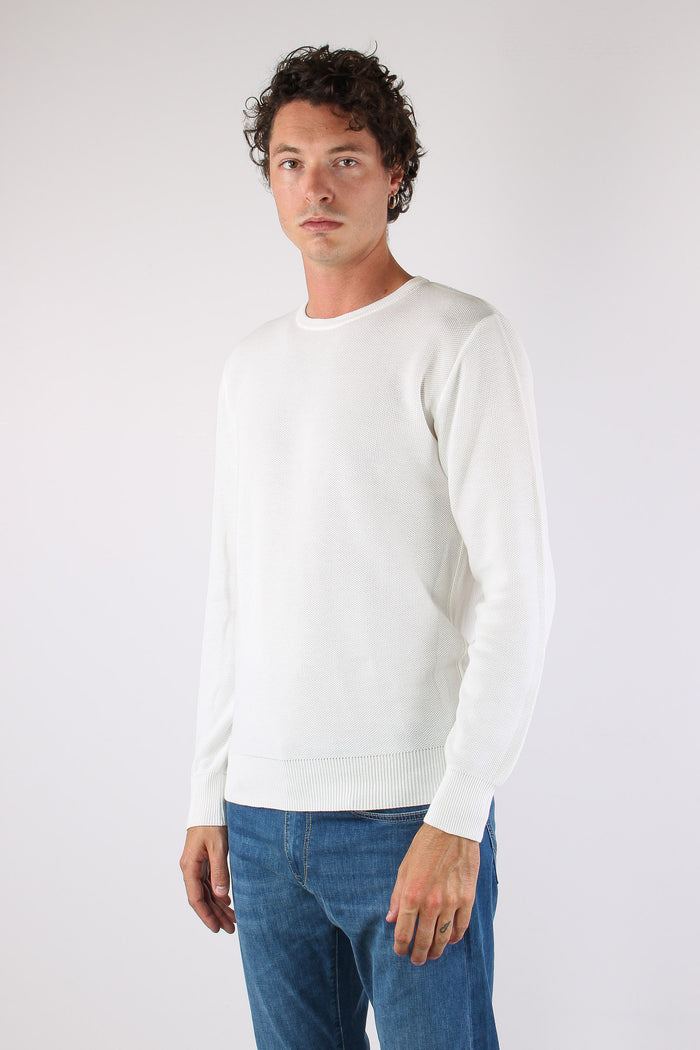 Maglia Girocollo Nido D Ape Latte-3