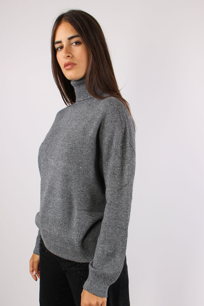 Collo Alto Inserto Lurex Gray Met-6