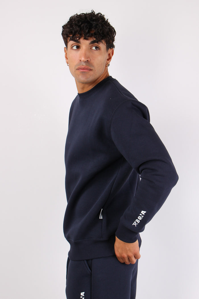 Felpa Girocollo Logo Blu-5