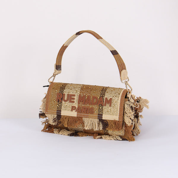 Tracolla Strass Stripes Brown-2