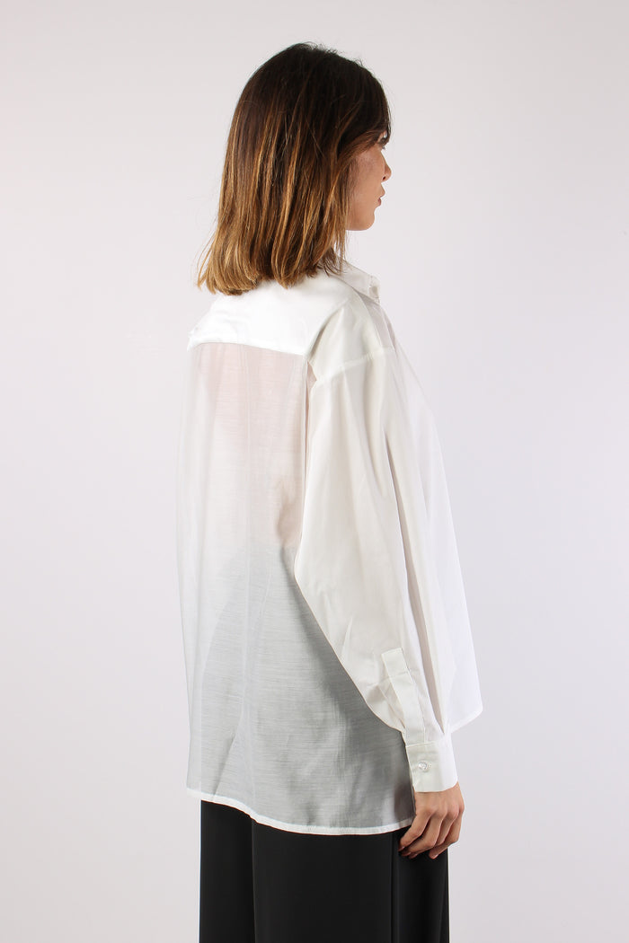 Camicia Bimateriale Bianco-6