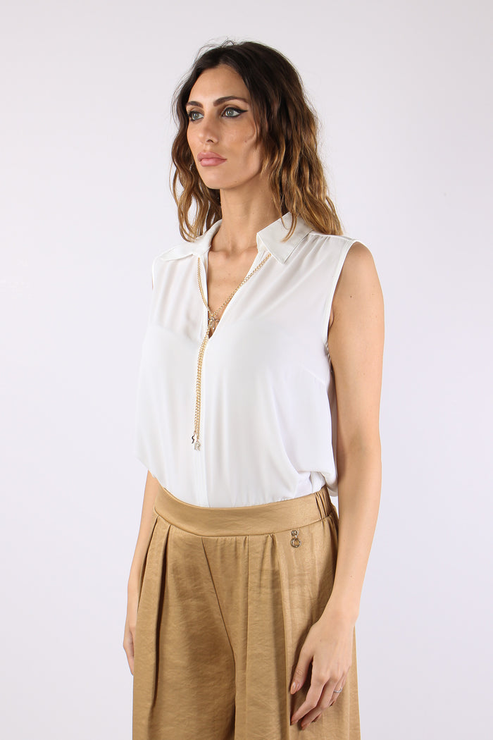Jeanne Blusa Smanicata Catena Milk-3