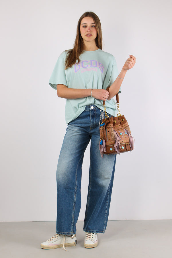 T-shirt Over Logo Centrale Green Water