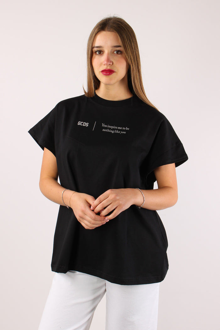 T-shirt Over Scritta Black/white-5