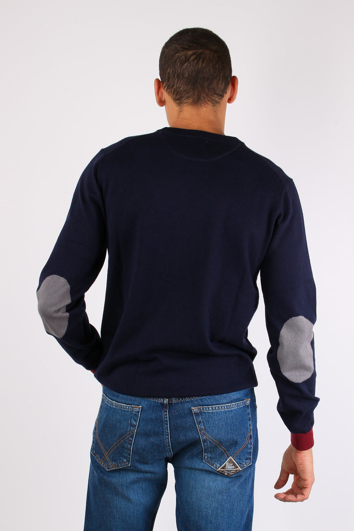 Maglia Misto Lana Toppa Contra Navy Blue-4