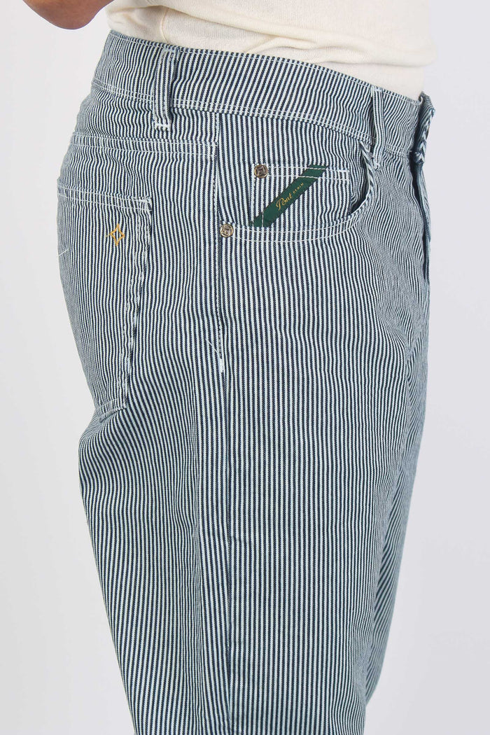 Pantalone Cropped Righe Blu/grigio-8