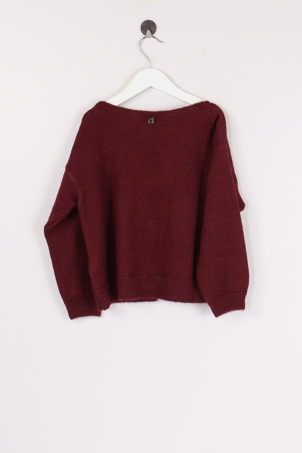 Cardigan Chiusura Fiocco Wine Berry-2