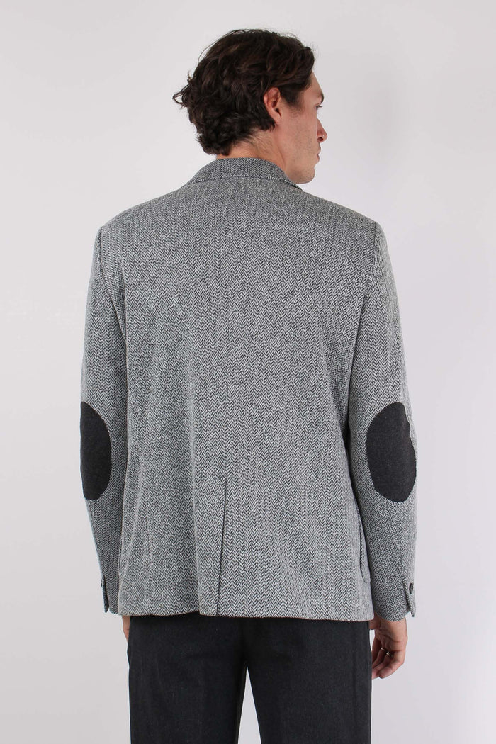 Natale Giacca Toppe Contrasto Grigio-4