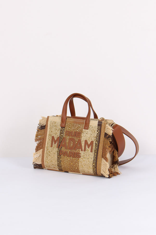 Shopping Mini Strass Stripes Brown-2