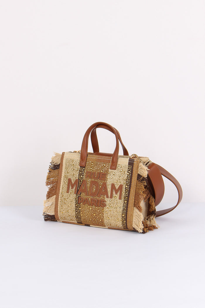 Shopping Mini Strass Stripes Brown-2