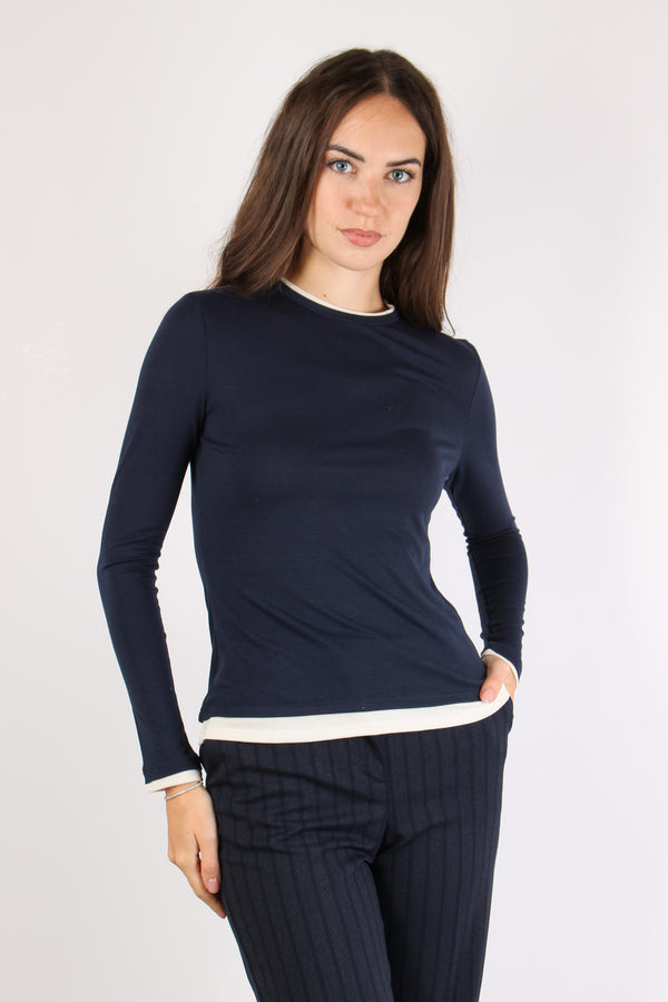 Maglia Jersey Bicolor Blu/grigio