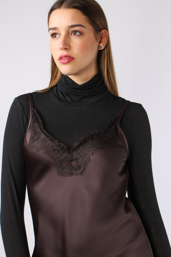 Abito Sbieco Inserti Pizzo Moro-5
