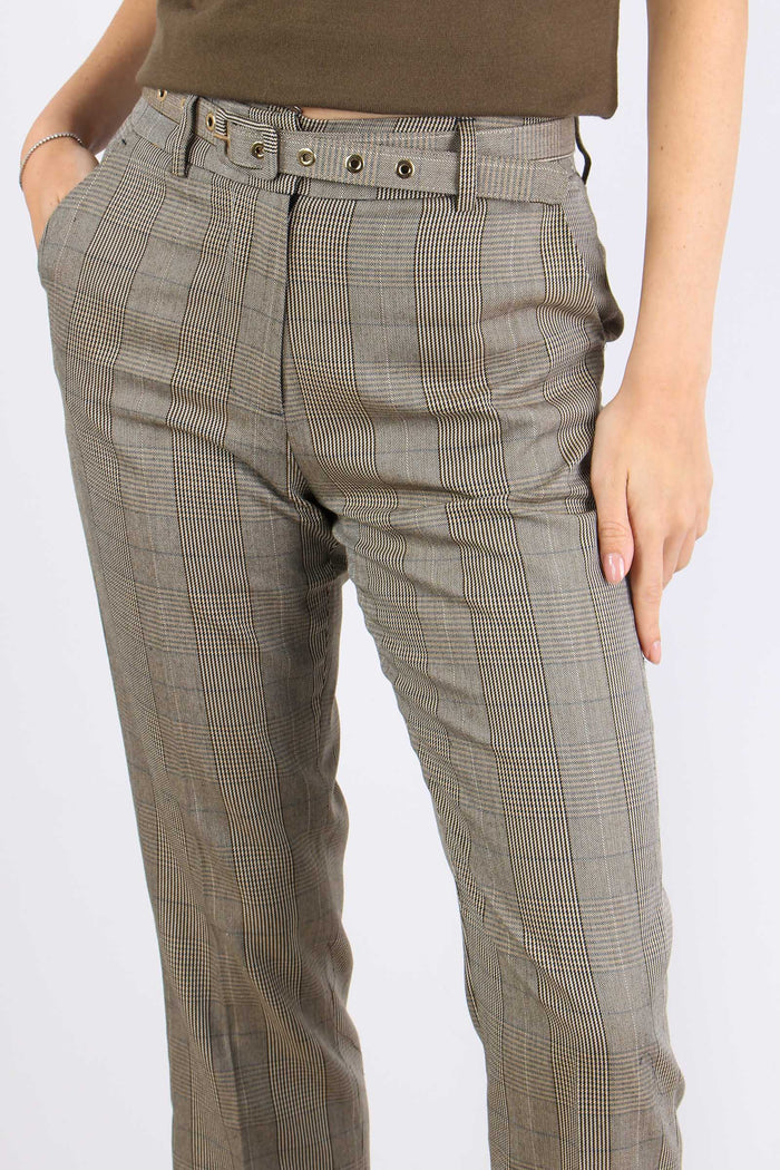 Taty Pantalone Dritto Check Fango/blu-10