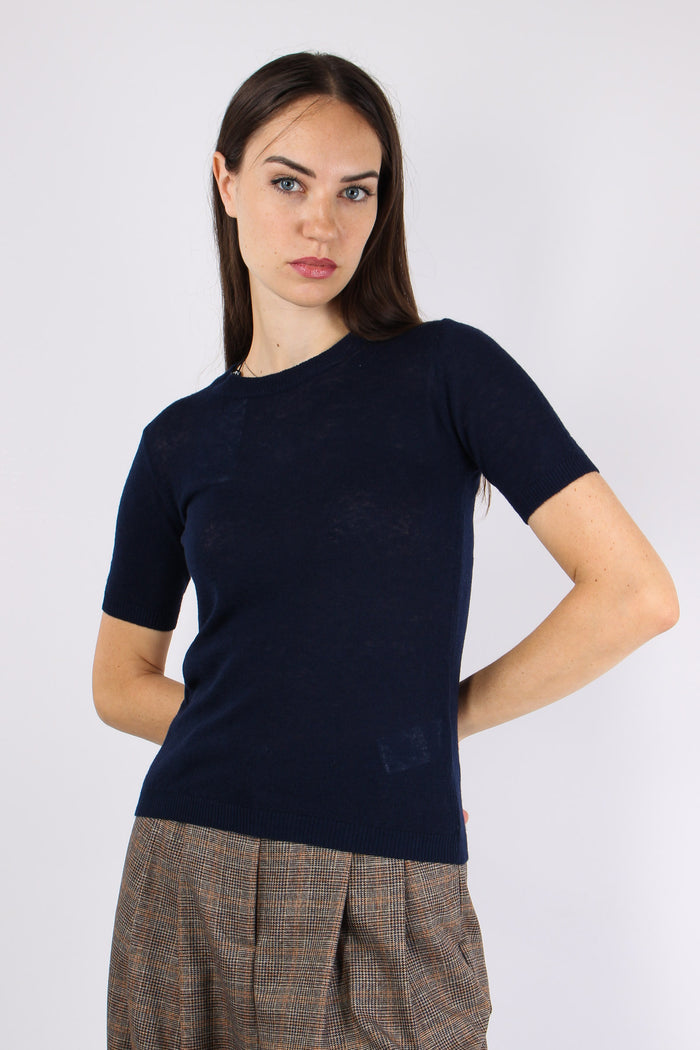 Maglia M/m Misto Lana Blu-3