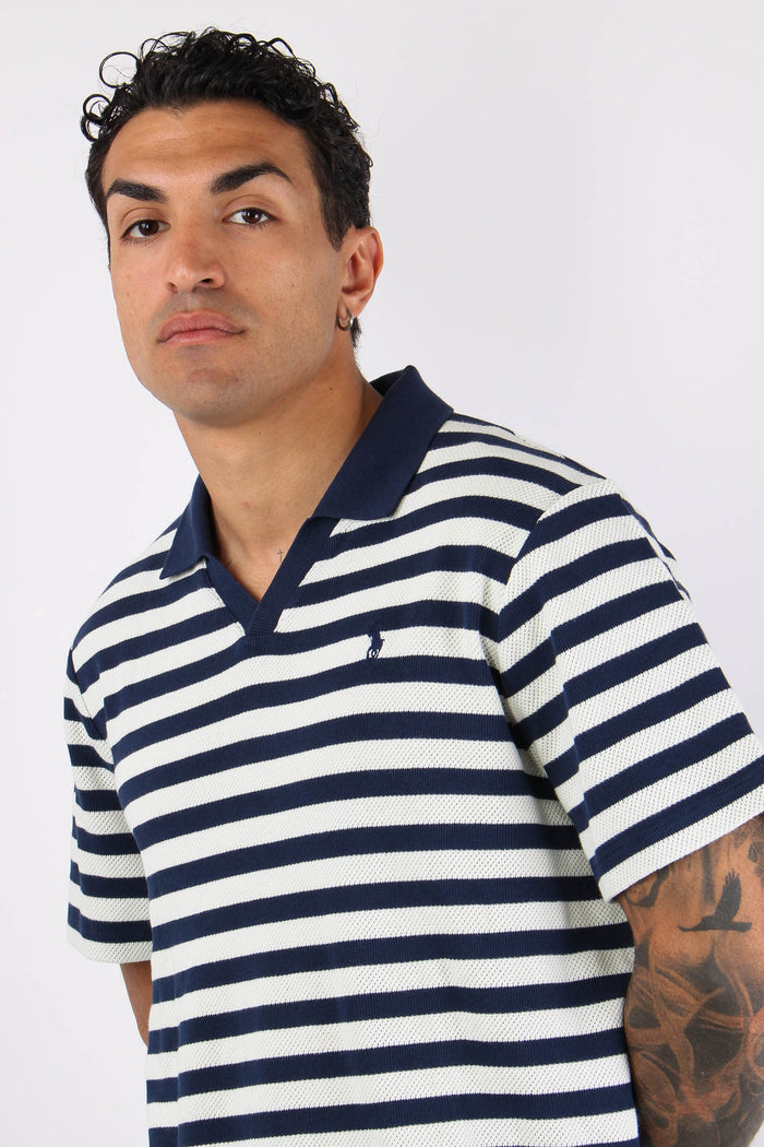 Polo In Maglia Riga Navy/cream-7