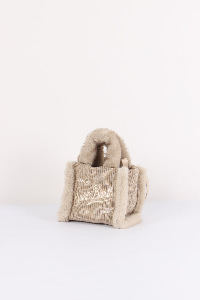 Borsa Mano Costine Pelliccia Nut-2