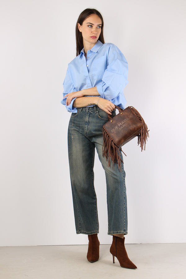 Denim Palazzo Lavaggio Te Blu Denim