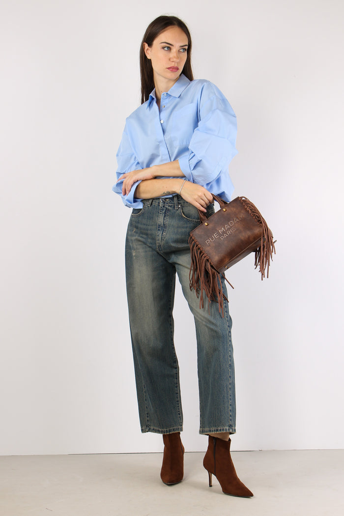 Denim Palazzo Lavaggio Te Blu Denim