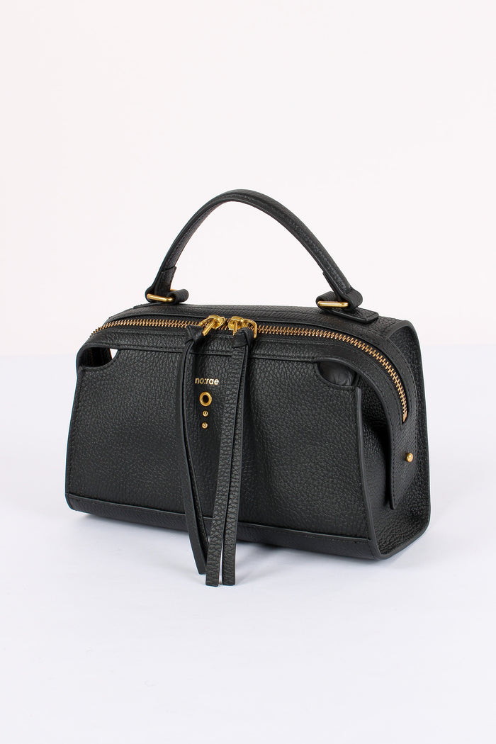 Mini Trapezio Pelle Martellata Black-4