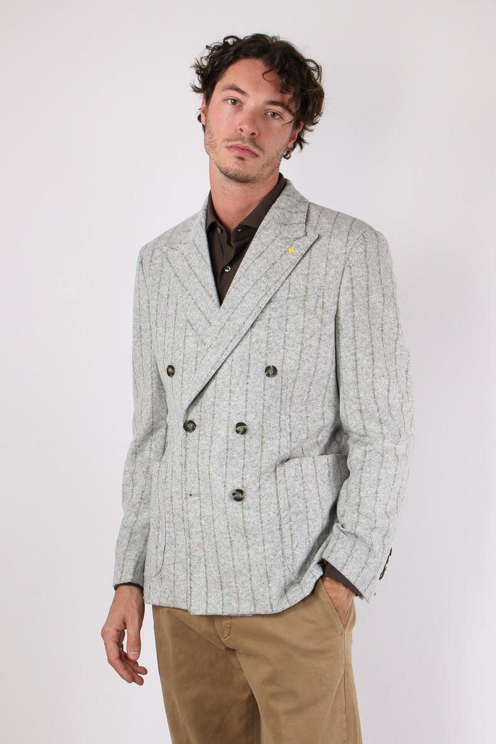 Giacca Gessata Grigio-6